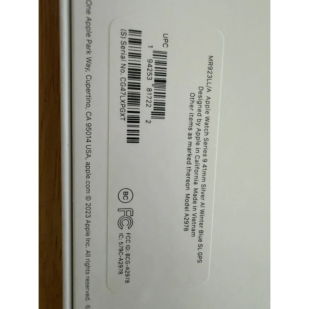 Apple Watch Series 9 41mm (Cellular/GPS) Aluminum Silver S/M Blue Band - Sealed